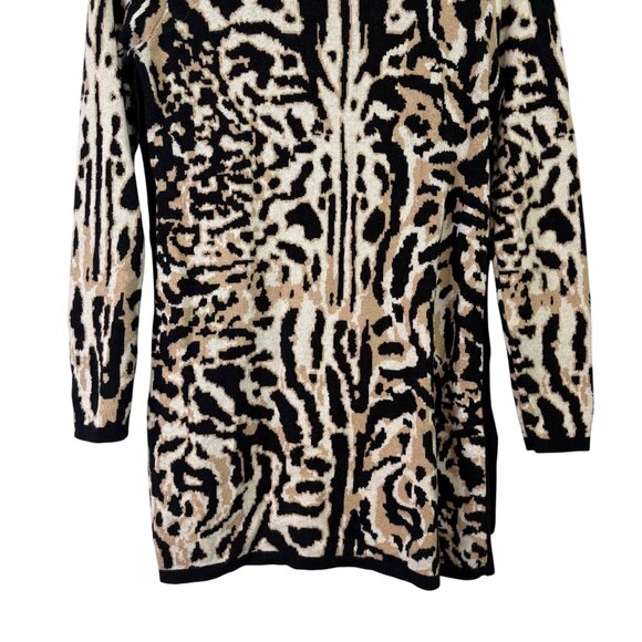 Chicos Animal Print Mock Neck Cashmere Blend Tunic Sweater With Side Buttons Siz - Picture 14 of 14